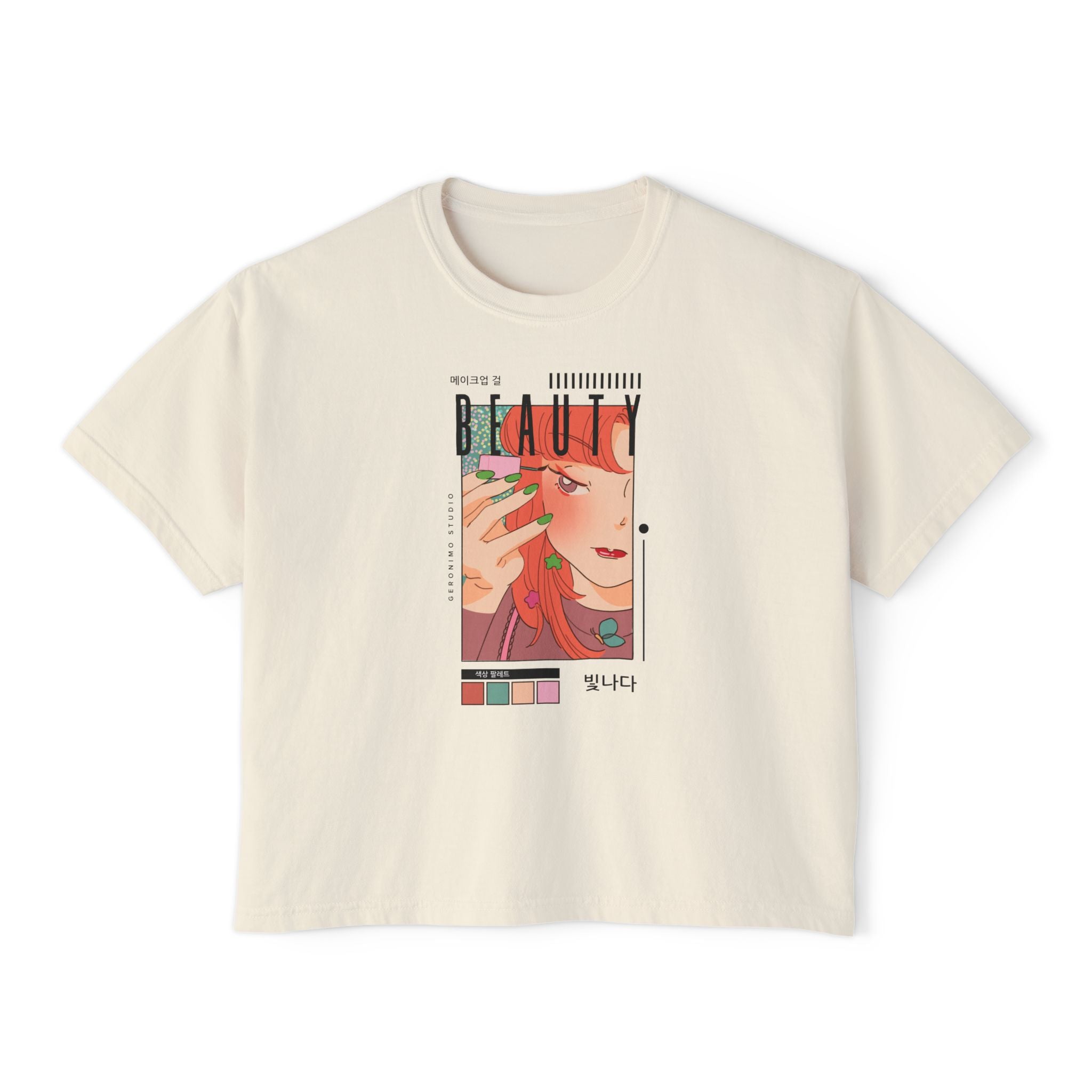 Retro K-Beauty Graphic Top Boxy Tee