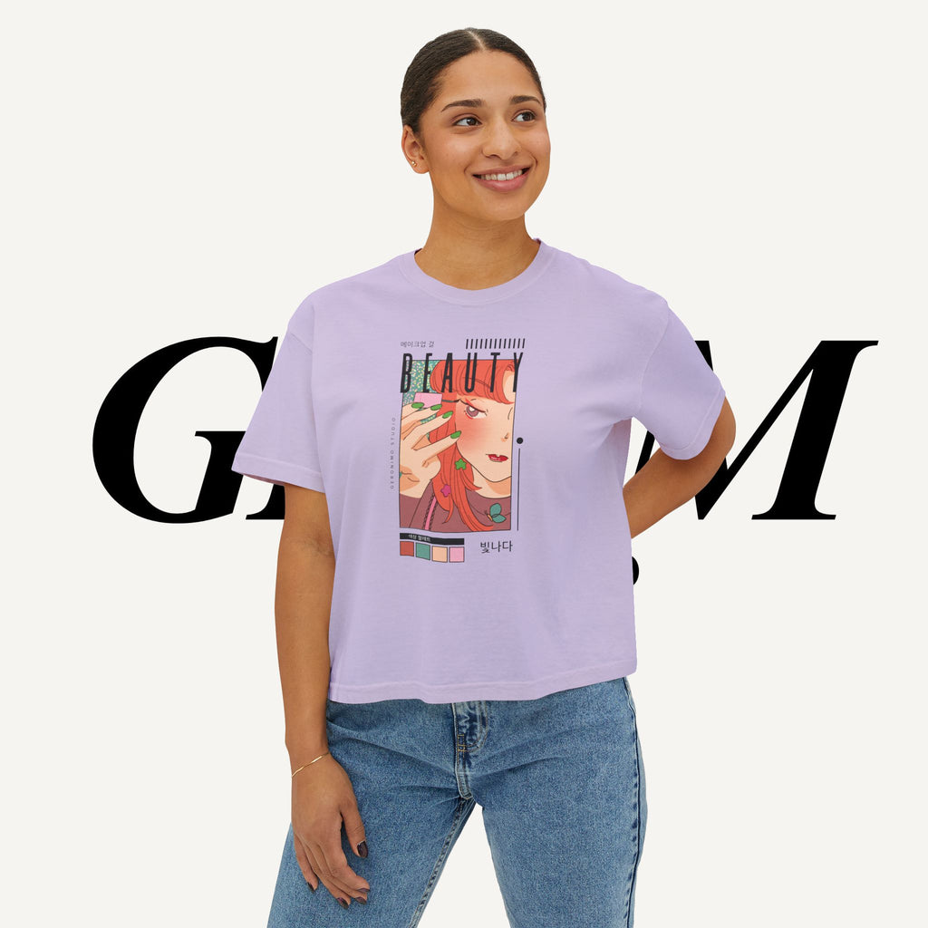 Retro K-Beauty Graphic Top Boxy Tee