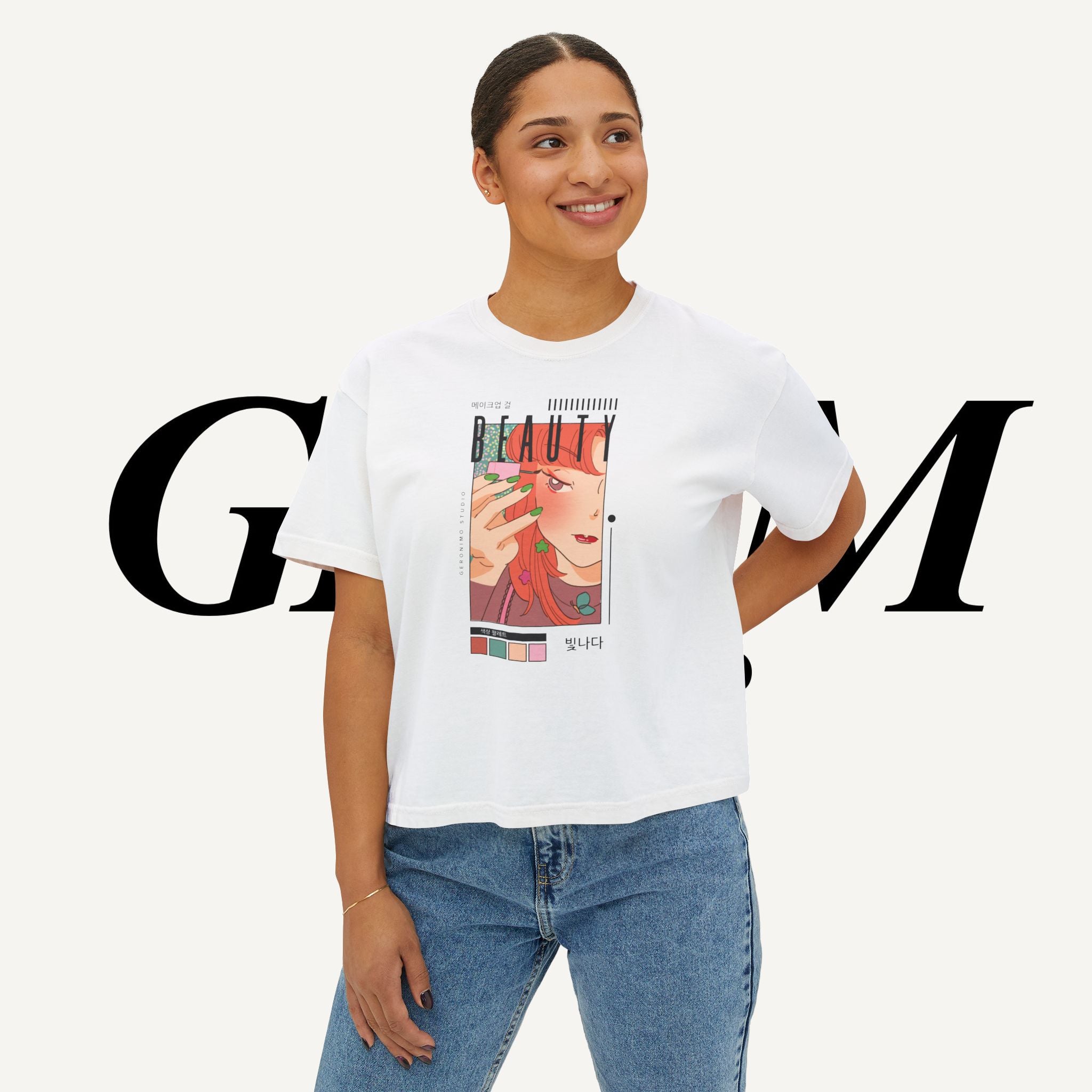 Retro K-Beauty Graphic Top Boxy Tee