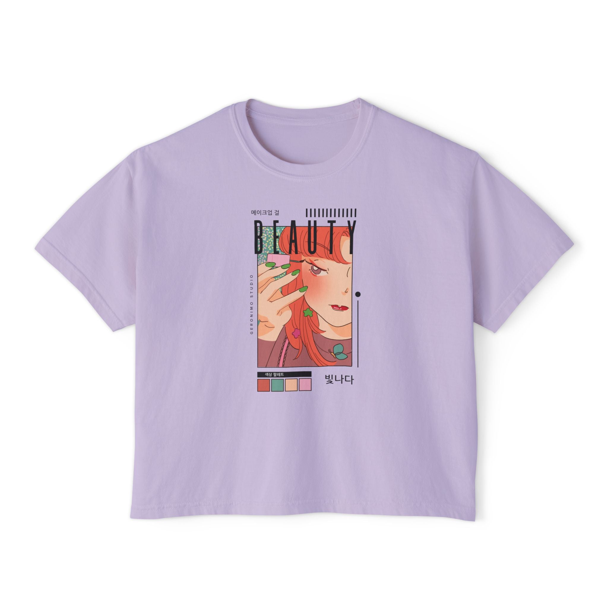 Retro K-Beauty Graphic Top Boxy Tee
