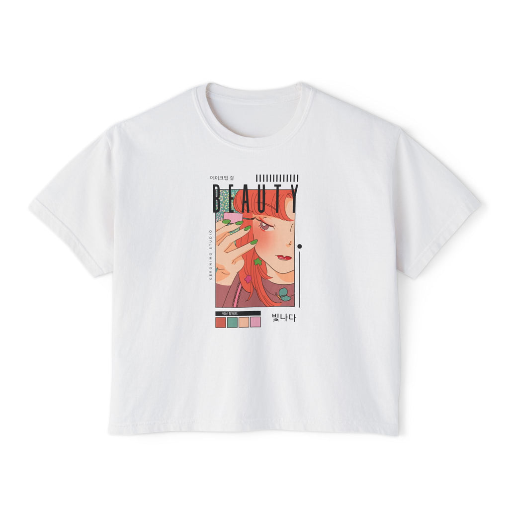 Retro K-Beauty Graphic Top Boxy Tee