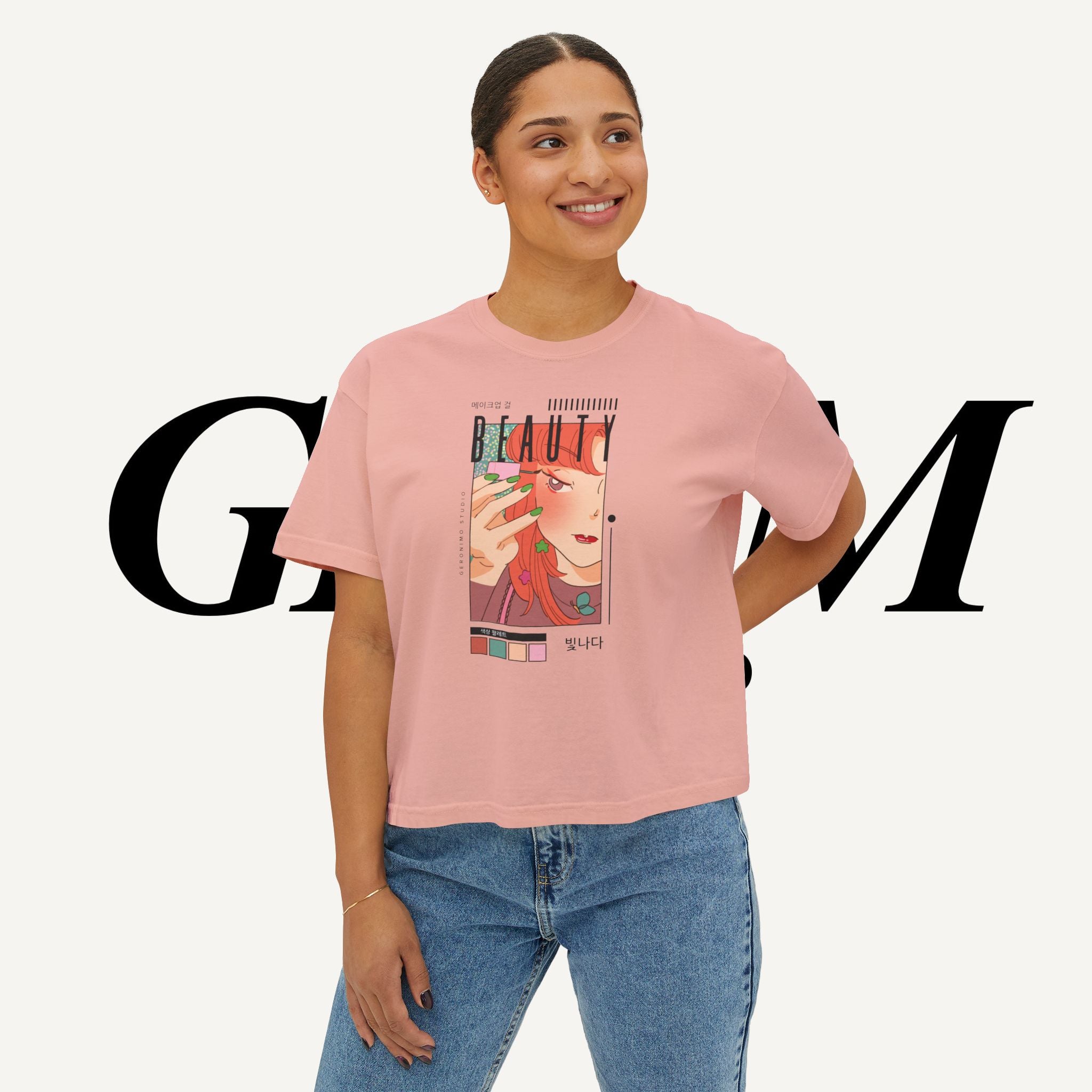 Retro K-Beauty Graphic Top Boxy Tee